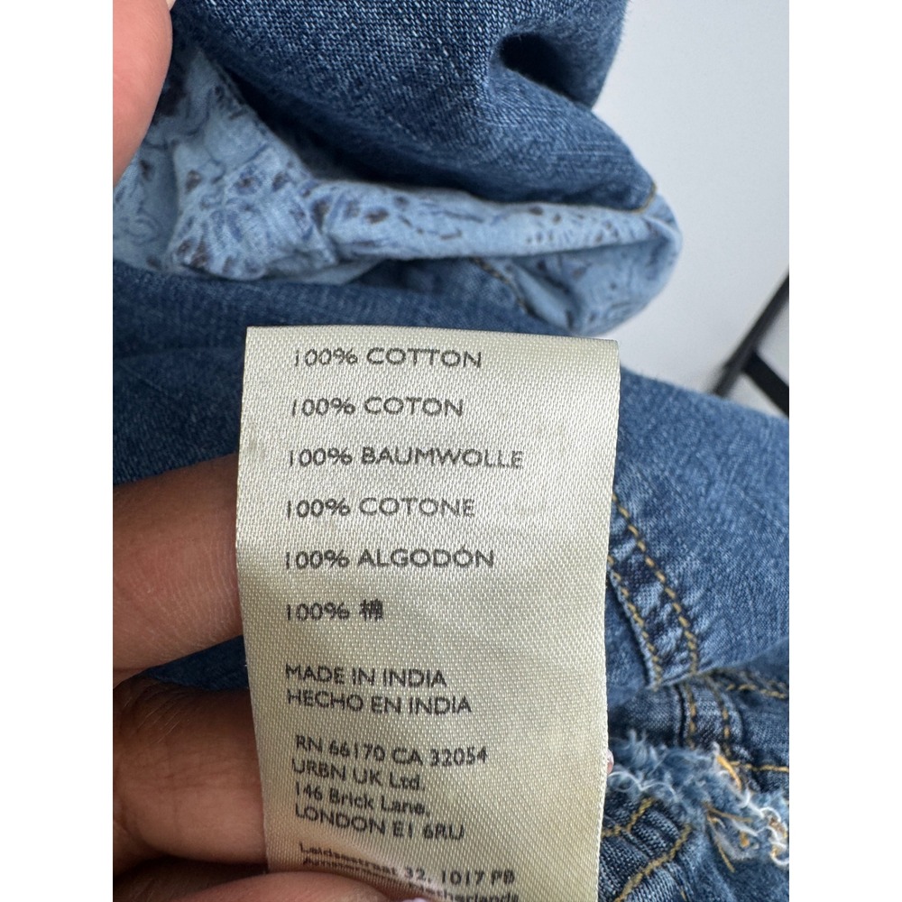 Pilcro Denim Overall Mini Skirt Women XL Chambray Pinafore Boho Festival Western - Picture 6 of 12